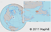 Gray Location Map of the area around 48° 54' 57" N, 58° 34' 30" W