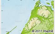 Physical Map of the area around 48° 54' 57" N, 58° 34' 30" W