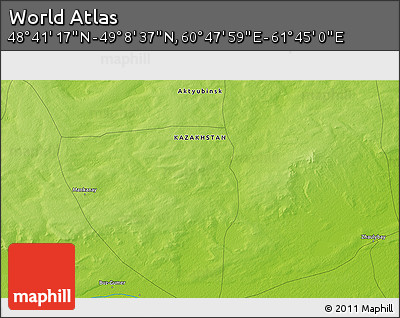 Physical 3D Map of the Area around 48° 54' 57" N, 61° 16' 29" E
