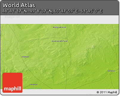 Physical 3D Map of the Area around 48° 54' 57" N, 61° 16' 29" E