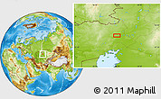 Physical Location Map of the area around 48° 54' 57" N, 61° 16' 29" E