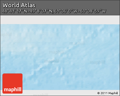 Physical 3D Map of the Area around 48° 54' 57" N, 61° 7' 30" W