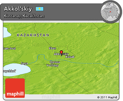Physical Panoramic Map of Akkol'skiy