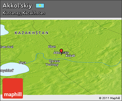 Physical Panoramic Map of Akkol'skiy