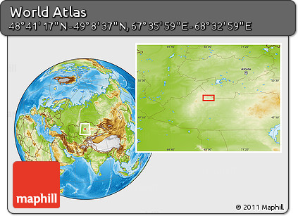Physical Location Map of the Area around 48° 54' 57" N, 68° 4' 29" E