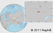 Gray Location Map of the area around 48° 54' 57" N, 70° 37' 30" E