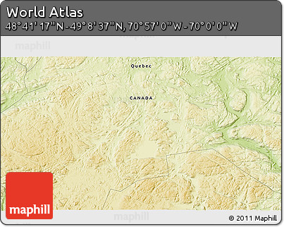 Physical 3D Map of the Area around 48° 54' 57" N, 70° 28' 29" W