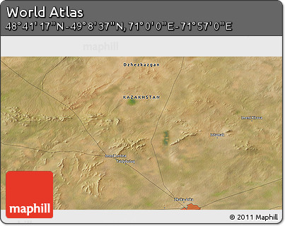 Satellite 3D Map of the Area around 48° 54' 57" N, 71° 28' 29" E