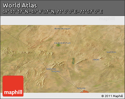 Satellite 3D Map of the Area around 48° 54' 57" N, 71° 28' 29" E