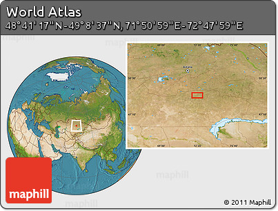Satellite Location Map of the Area around 48° 54' 57" N, 72° 19' 29" E