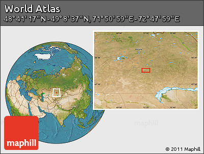 Satellite Location Map of the Area around 48° 54' 57" N, 72° 19' 29" E