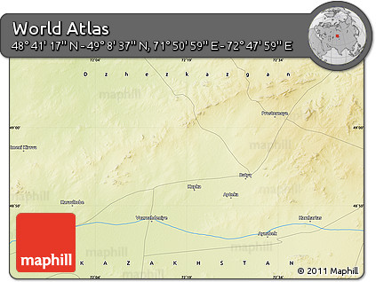 Physical Map of the Area around 48° 54' 57" N, 72° 19' 29" E