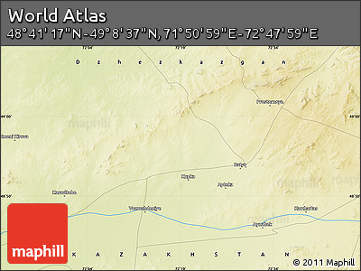 Physical Map of the Area around 48° 54' 57" N, 72° 19' 29" E