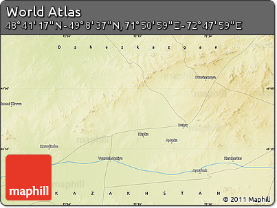Physical Map of the Area around 48° 54' 57" N, 72° 19' 29" E