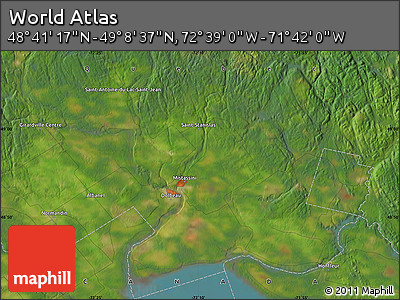 Satellite Map of the Area around 48° 54' 57" N, 72° 10' 30" W