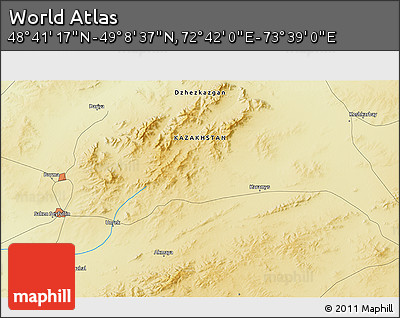 Physical 3D Map of the Area around 48° 54' 57" N, 73° 10' 30" E