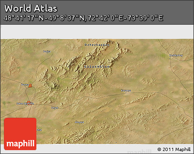 Satellite 3D Map of the Area around 48° 54' 57" N, 73° 10' 30" E