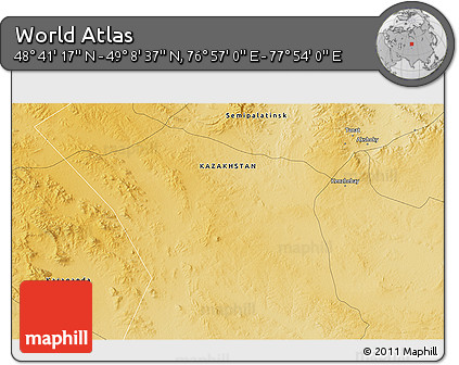 Physical 3D Map of the Area around 48° 54' 57" N, 77° 25' 30" E