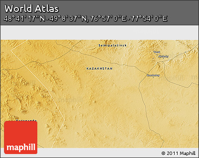 Physical 3D Map of the Area around 48° 54' 57" N, 77° 25' 30" E