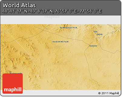 Physical 3D Map of the Area around 48° 54' 57" N, 77° 25' 30" E