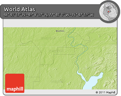 Physical 3D Map of the Area around 48° 54' 57" N, 77° 16' 30" W