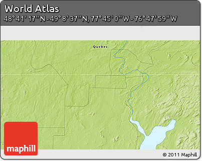 Physical 3D Map of the Area around 48° 54' 57" N, 77° 16' 30" W