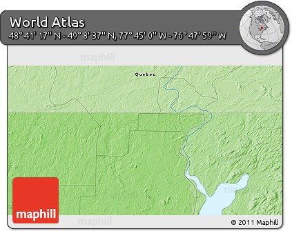 Political 3D Map of the Area around 48° 54' 57" N, 77° 16' 30" W