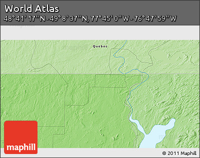 Political 3D Map of the Area around 48° 54' 57" N, 77° 16' 30" W