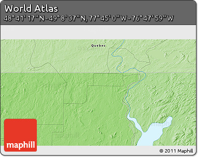 Political 3D Map of the Area around 48° 54' 57" N, 77° 16' 30" W