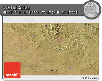 Satellite 3D Map of the Area around 48° 54' 57" N, 78° 16' 30" E