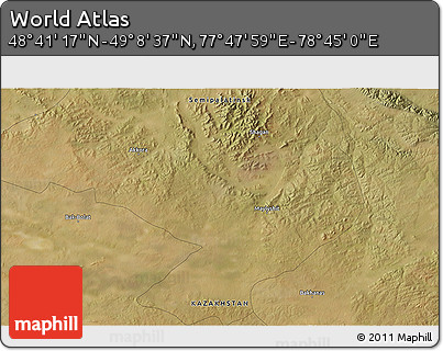 Satellite 3D Map of the Area around 48° 54' 57" N, 78° 16' 30" E