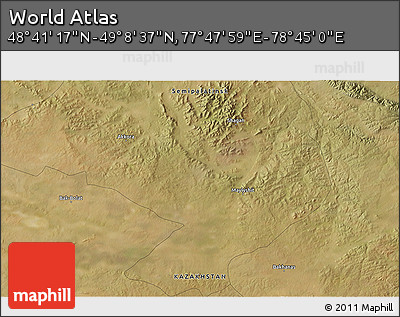 Satellite 3D Map of the Area around 48° 54' 57" N, 78° 16' 30" E