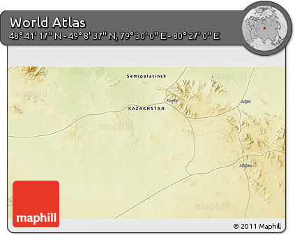 Physical 3D Map of the Area around 48° 54' 57" N, 79° 58' 29" E