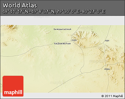 Physical 3D Map of the Area around 48° 54' 57" N, 79° 58' 29" E