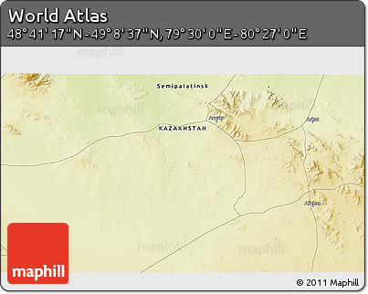 Physical 3D Map of the Area around 48° 54' 57" N, 79° 58' 29" E