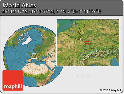 Satellite Location Map of the Area around 48° 54' 57" N, 7° 43' 29" E