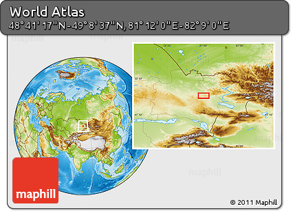 Physical Location Map of the Area around 48° 54' 57" N, 81° 40' 30" E