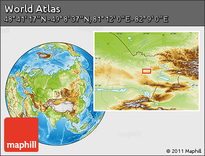 Physical Location Map of the Area around 48° 54' 57" N, 81° 40' 30" E