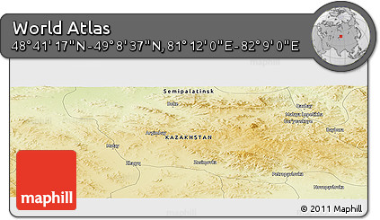 Physical Panoramic Map of the Area around 48° 54' 57" N, 81° 40' 30" E