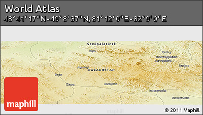 Physical Panoramic Map of the Area around 48° 54' 57" N, 81° 40' 30" E