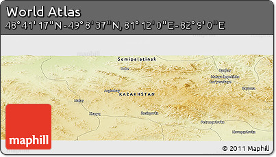 Physical Panoramic Map of the Area around 48° 54' 57" N, 81° 40' 30" E