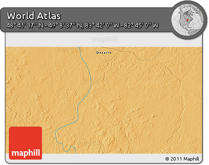 Political 3D Map of the Area around 48° 54' 57" N, 83° 13' 29" W