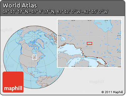 Gray Location Map of the Area around 48° 54' 57" N, 83° 13' 29" W