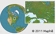 Satellite Location Map of the area around 48° 54' 57" N, 83° 13' 29" W