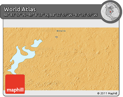 Political 3D Map of the Area around 48° 54' 57" N, 84° 4' 29" W