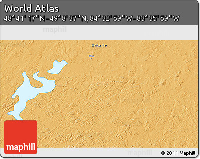 Political 3D Map of the Area around 48° 54' 57" N, 84° 4' 29" W