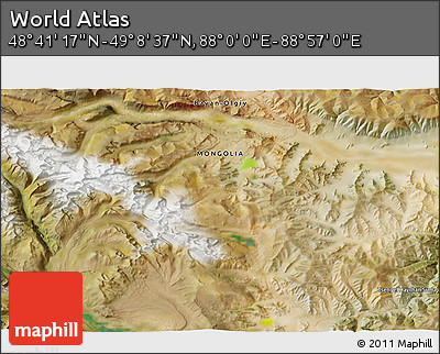 Satellite 3D Map of the Area around 48° 54' 57" N, 88° 28' 29" E