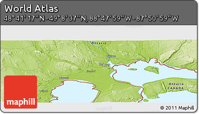 Physical Panoramic Map of the Area around 48° 54' 57" N, 88° 19' 29" W