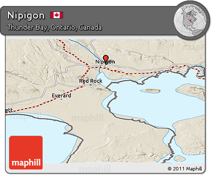 Shaded Relief Panoramic Map of Nipigon