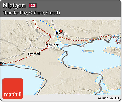 Shaded Relief Panoramic Map of Nipigon